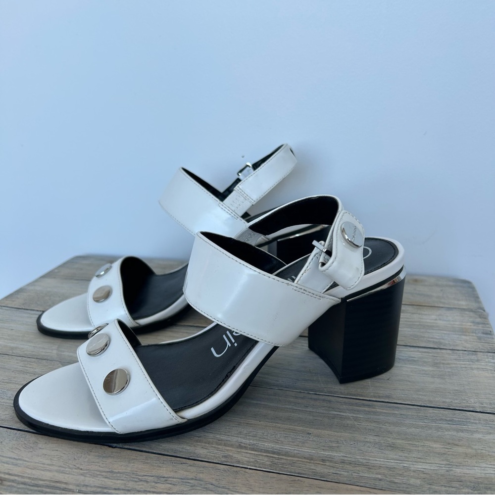 White Calvin Klein Block Heel Sandal Heels - Picture 9 of 10